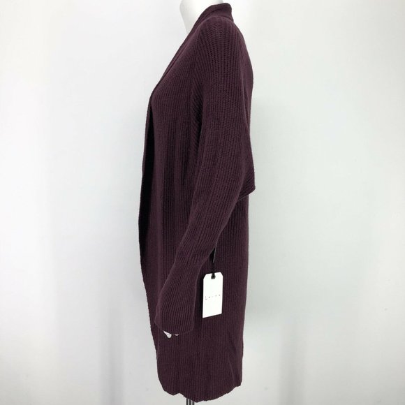 Leith Slouchy Cardigan Sweater Burgundy Open Front - Picture 6 of 8